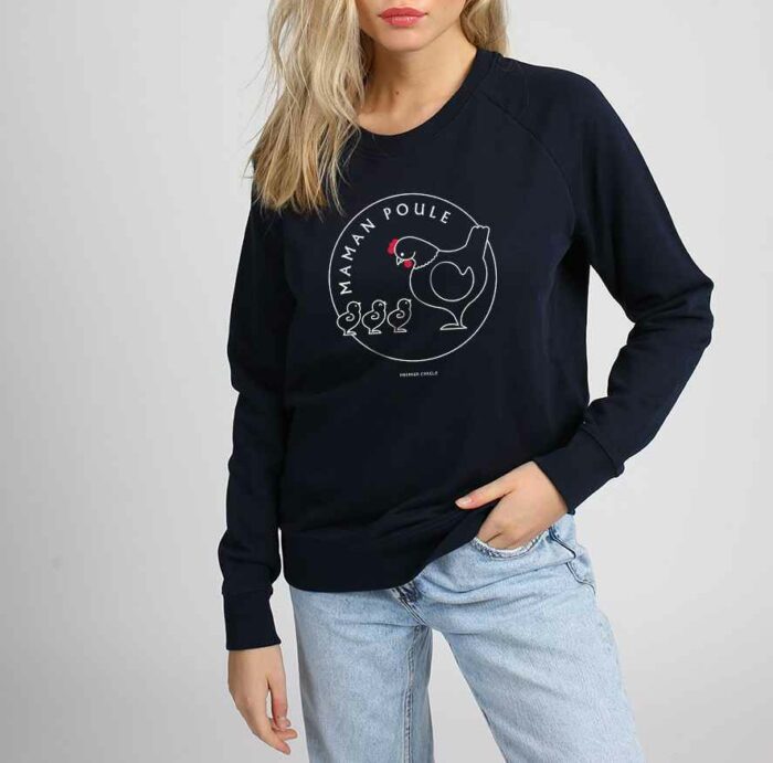 sweat-maman-poule-3poussins-navy