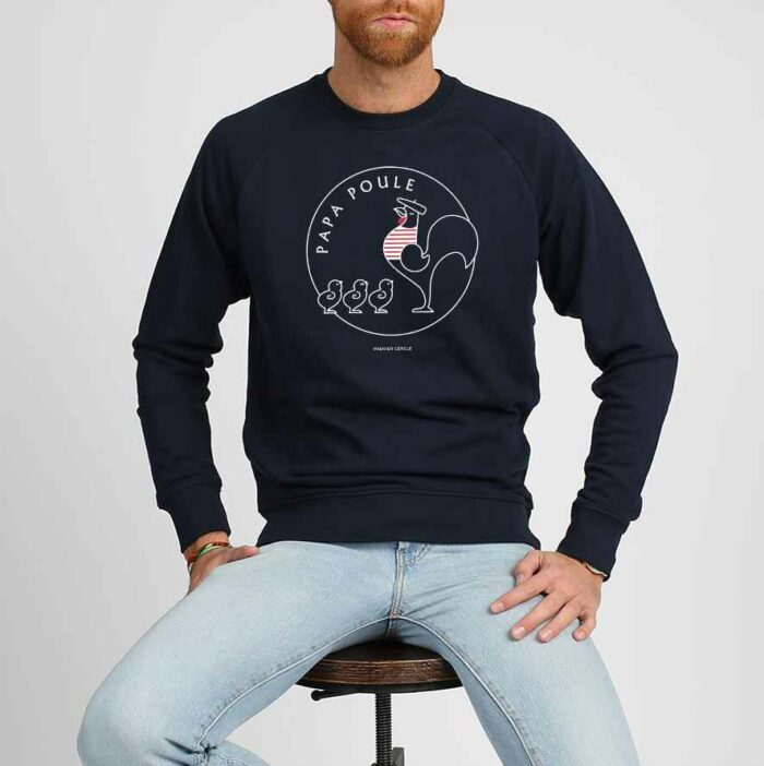 sweat-papa-poule-3poussins-navy