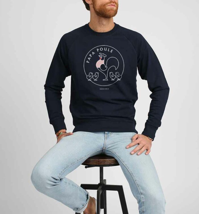 sweat-papa-poule-4poussins-navy