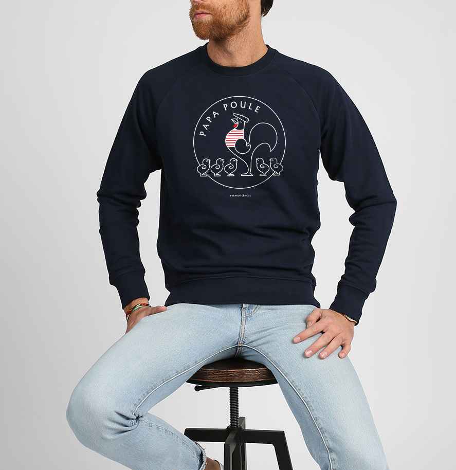Sweat shirt Papa Poule French Navy