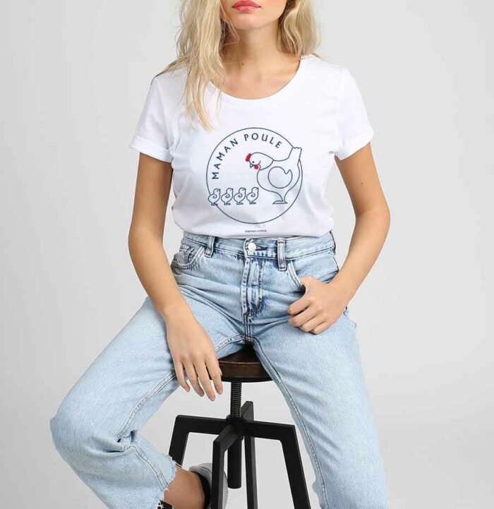 tshirt-maman-poule-4poussins-blanc