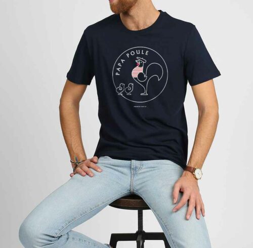 tshirt-papa-poule-2poussins-navy