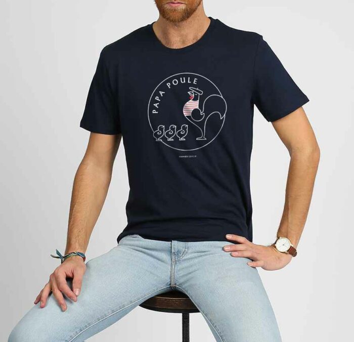 tshirt-papa-poule-3poussins-navy