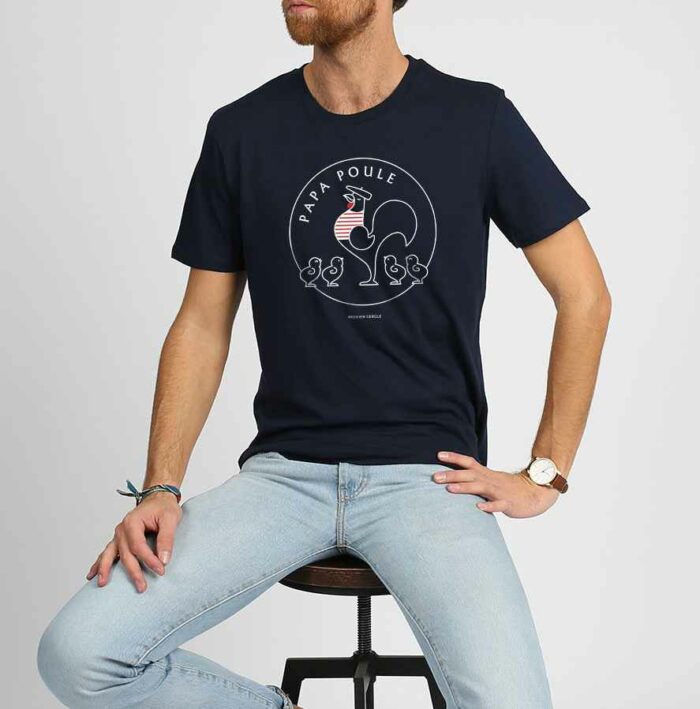 tshirt-papa-poule-4poussins-navy