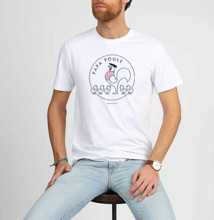 tshirt-papa-poule-5poussins-blanc