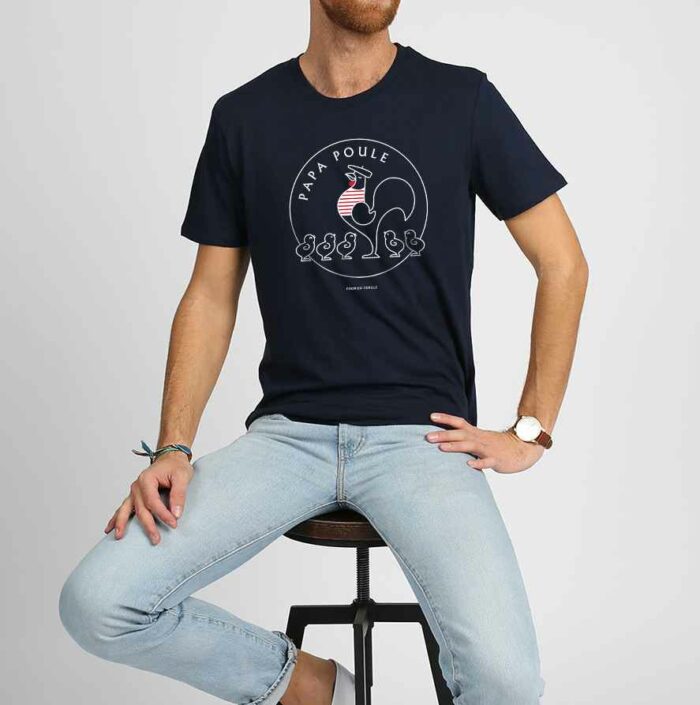 tshirt-papa-poule-5poussins-navy